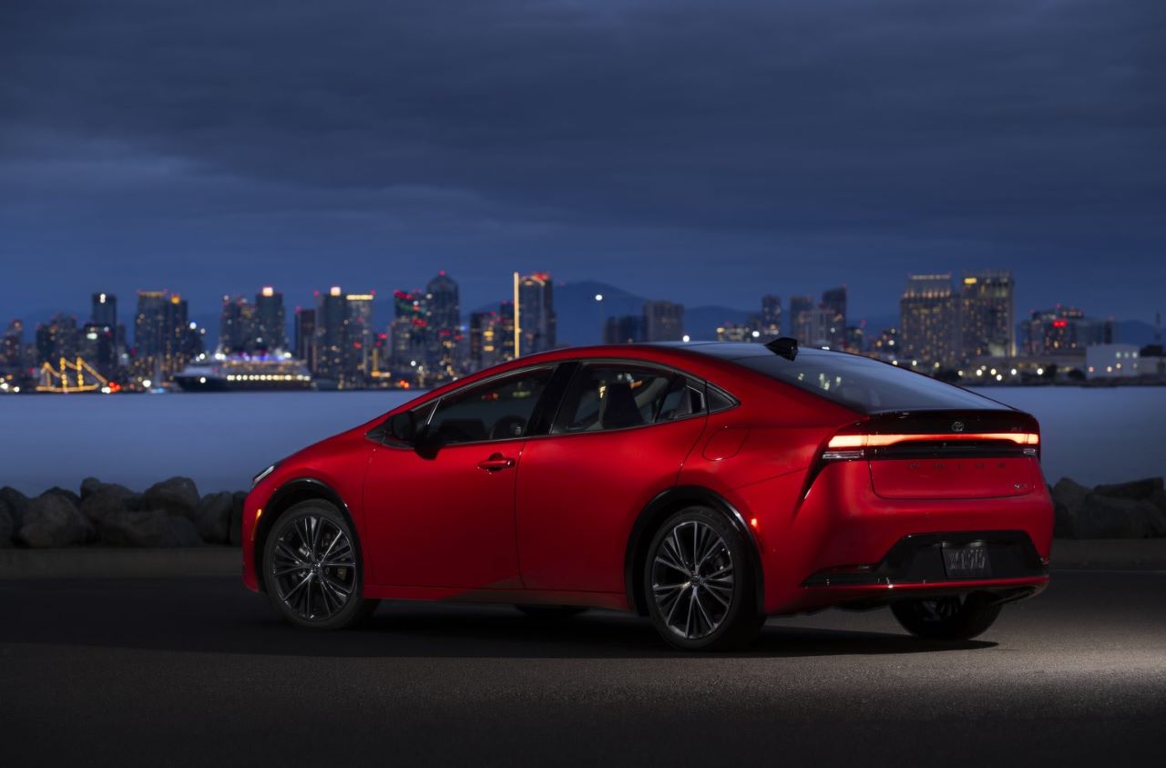 2023 Toyota Prius rear three-quaerter view